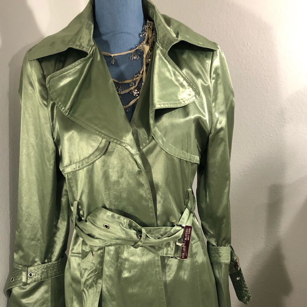 Hilary Radley NY bright green trench coat
